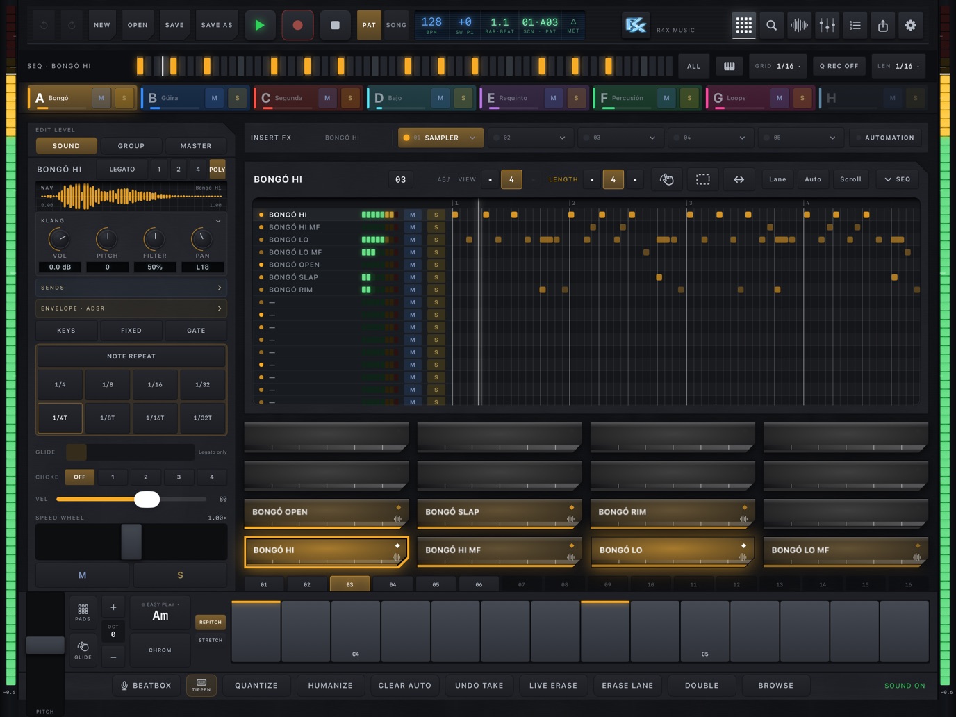 Pads und Step-Sequencer