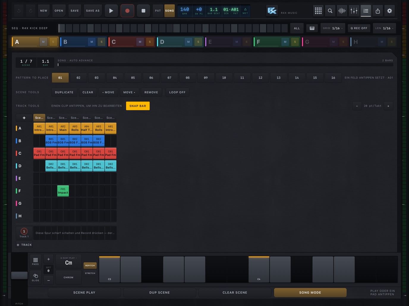 Song-Editor mit Audio-Spuren