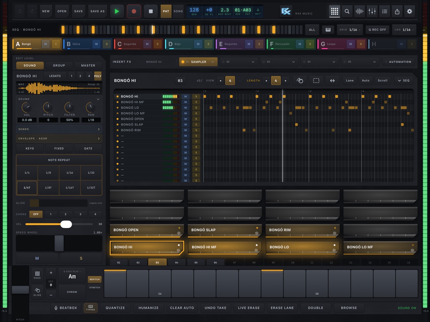 Pads and step sequencer