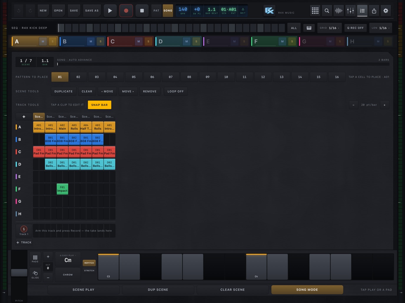 Song editor with audio tracks